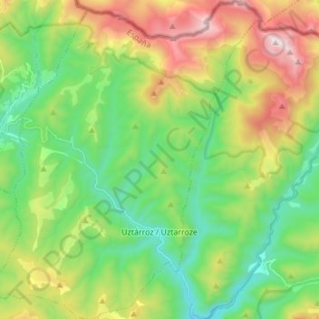 Uztárroz topographic map, elevation, terrain