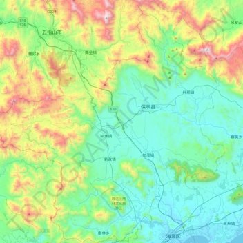 Baoting Li and Miao Autonomous County topographic map, elevation, terrain