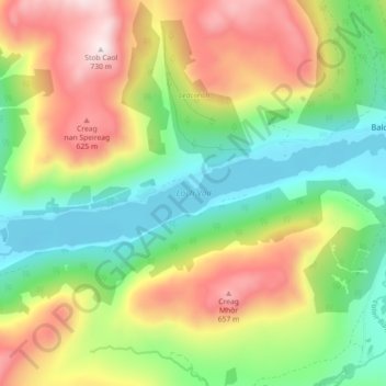 Loch Voil topographic map, elevation, terrain