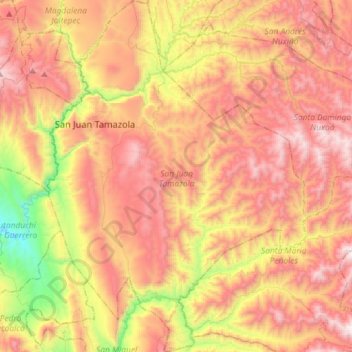 San Juan Tamazola topographic map, elevation, terrain