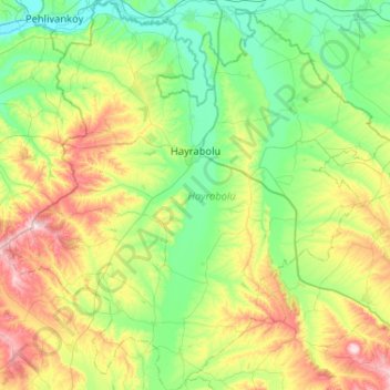 Hayrabolu topographic map, elevation, terrain