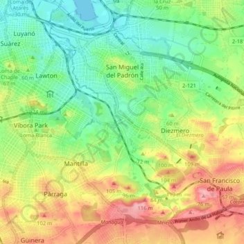 San Miguel del Padrón topographic map, elevation, terrain