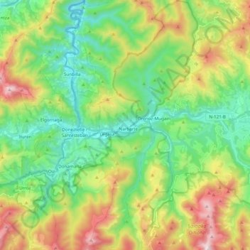 Bertizarana topographic map, elevation, terrain