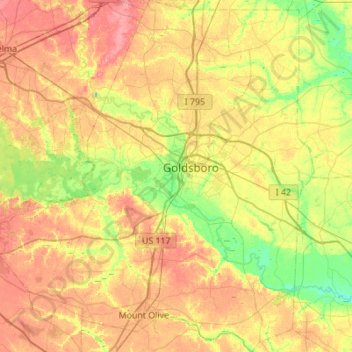 Wayne County topographic map, elevation, terrain