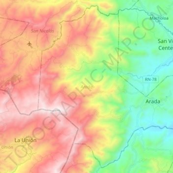 Arada topographic map, elevation, terrain