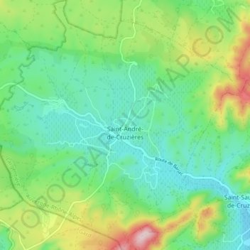 Saint-André-de-Cruzières topographic map, elevation, terrain