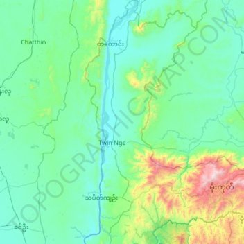 Thabeikkyin Township topographic map, elevation, terrain
