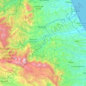 Vomano topographic map, elevation, terrain