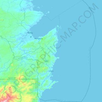 Lingig topographic map, elevation, terrain