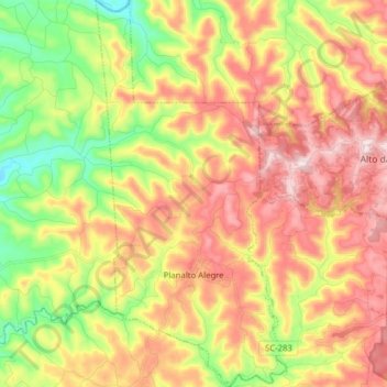 Planalto Alegre topographic map, elevation, terrain