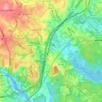 Lorton topographic map, elevation, terrain