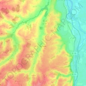 Luneau topographic map, elevation, terrain