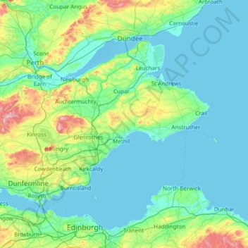 Fife topographic map, elevation, terrain