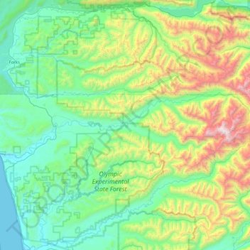 Hoh River topographic map, elevation, terrain