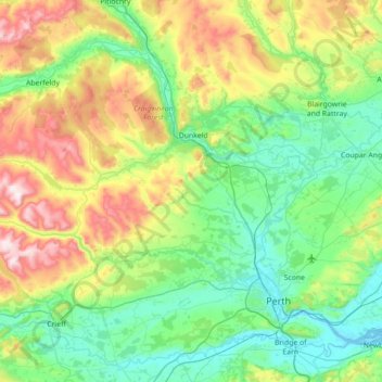 River Tay topographic map, elevation, terrain