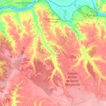 Santa Margarida da Coutada topographic map, elevation, terrain