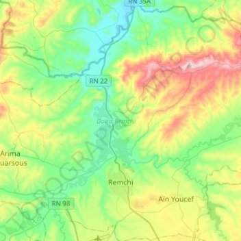 Remchi topographic map, elevation, terrain