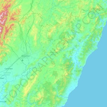 Masterton topographic map, elevation, terrain