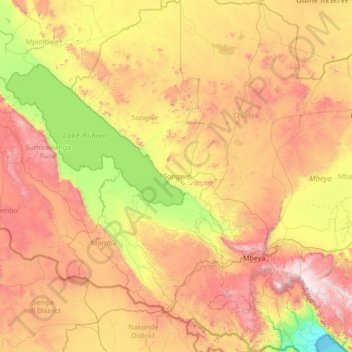 Songwe Region topographic map, elevation, terrain