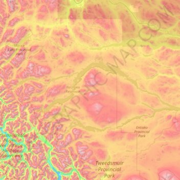 Area E (Ootsa Lake/François Lake) topographic map, elevation, terrain