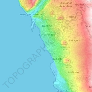 Tazacorte topographic map, elevation, terrain