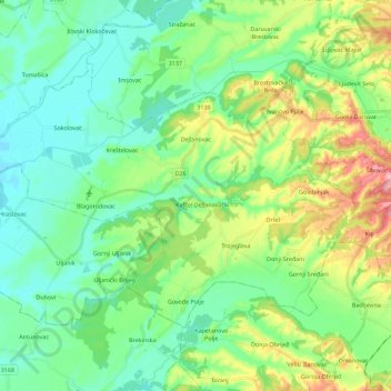 Općina Dežanovac topographic map, elevation, terrain