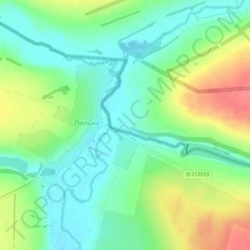 Pylna topographic map, elevation, terrain