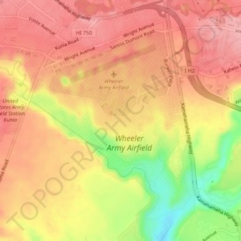 Wheeler Army Airfield topographic map, elevation, terrain