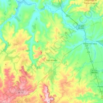 Descalvado topographic map, elevation, terrain