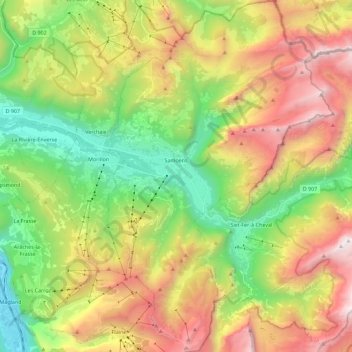 Samoëns topographic map, elevation, terrain