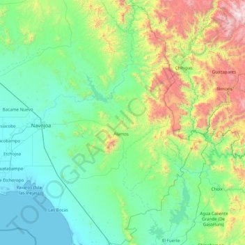 Álamos topographic map, elevation, terrain