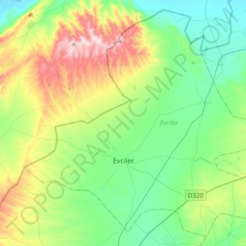 Evciler topographic map, elevation, terrain