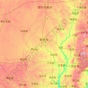 Yulin Municipality topographic map, elevation, terrain