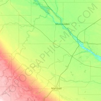 Yellow Medicine County topographic map, elevation, terrain