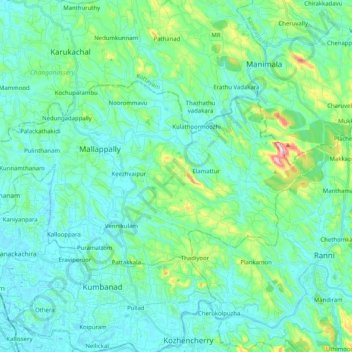 Mallappally topographic map, elevation, terrain