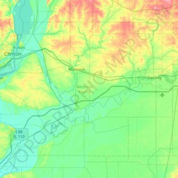 Whiteside County topographic map, elevation, terrain