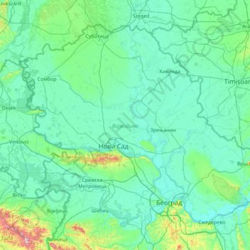 Vojvodina topographic map, elevation, terrain