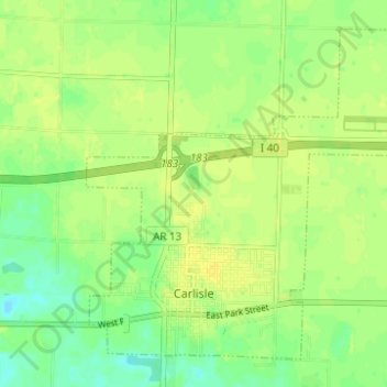 Carlisle topographic map, elevation, terrain
