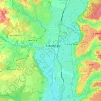 Fordingbridge topographic map, elevation, terrain