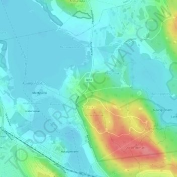 Aulanko topographic map, elevation, terrain