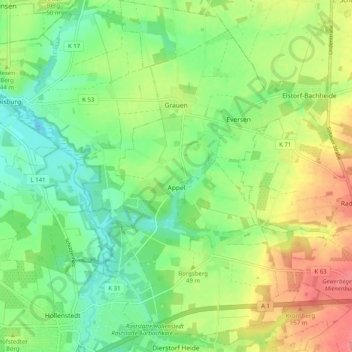 Appel topographic map, elevation, terrain