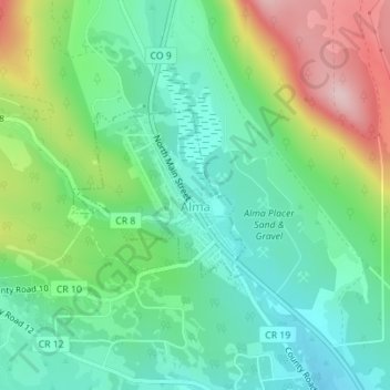 Alma topographic map, elevation, terrain