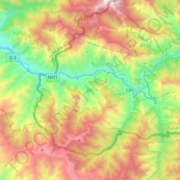Uri topographic map, elevation, terrain
