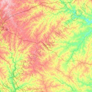 Oglethorpe County topographic map, elevation, terrain