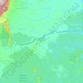 San José del Guaviare topographic map, elevation, terrain