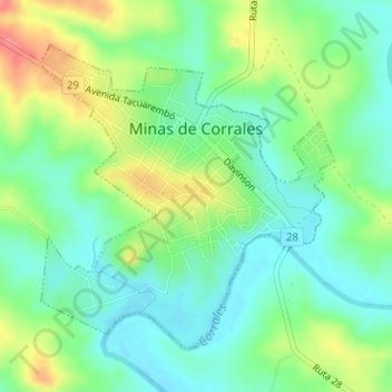 Minas de Corrales topographic map, elevation, terrain