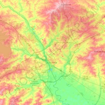 Columbia topographic map, elevation, terrain