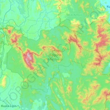 Malaysia National Park topographic map, elevation, terrain