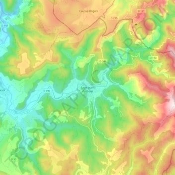 Saint-Jean-du-Bruel topographic map, elevation, terrain