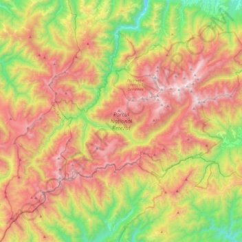 Retezat National Park topographic map, elevation, terrain
